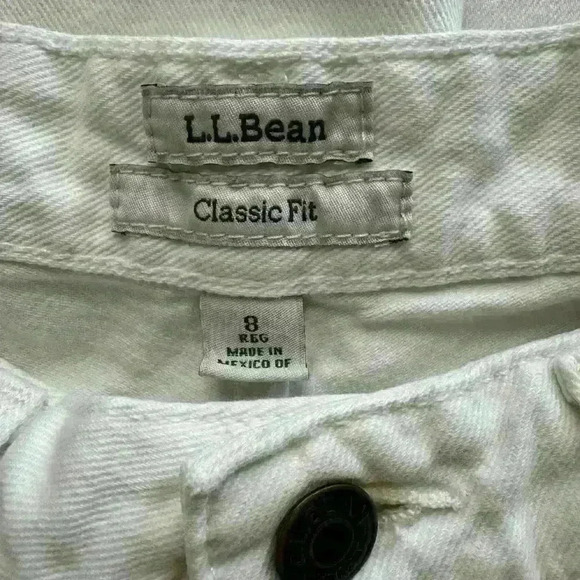 L. L. Bean Classic Fit Straight Cropped High Rise 100% Cotton Jeans White 8 Reg - Picture 4 of 7